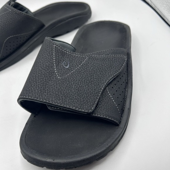 OluKai Nalu Mens Size 10 Black Beach Walking Outdoor Waterproof Slide Sandals - Picture 3 of 6